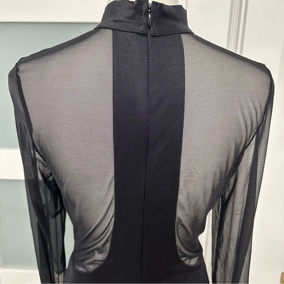 Nest Bodycon Mesh Sheer Insert Mini Dress Black Size Large NEW WITH TAGS - Picture 6 of 7